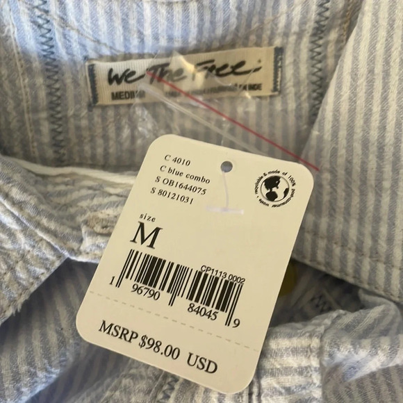 NWT Free People Women's Ellie Stripe Top, Blue Combo M - Picture 8 of 9